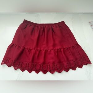 Madewell Cherry Red Mini Skirt with Lace Detail size medium